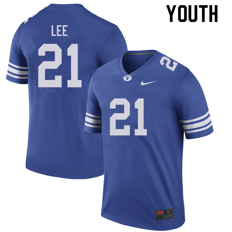 Youth #21 Sam Lee BYU Cougars College Football Jerseys Sale-Royal
